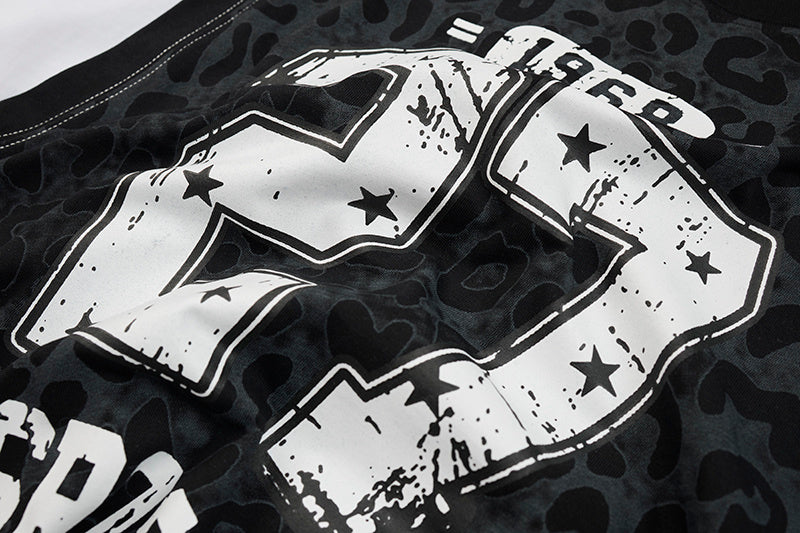 Leopard Mesh Layered Graphic T-Shirt | Varsity Streetwear