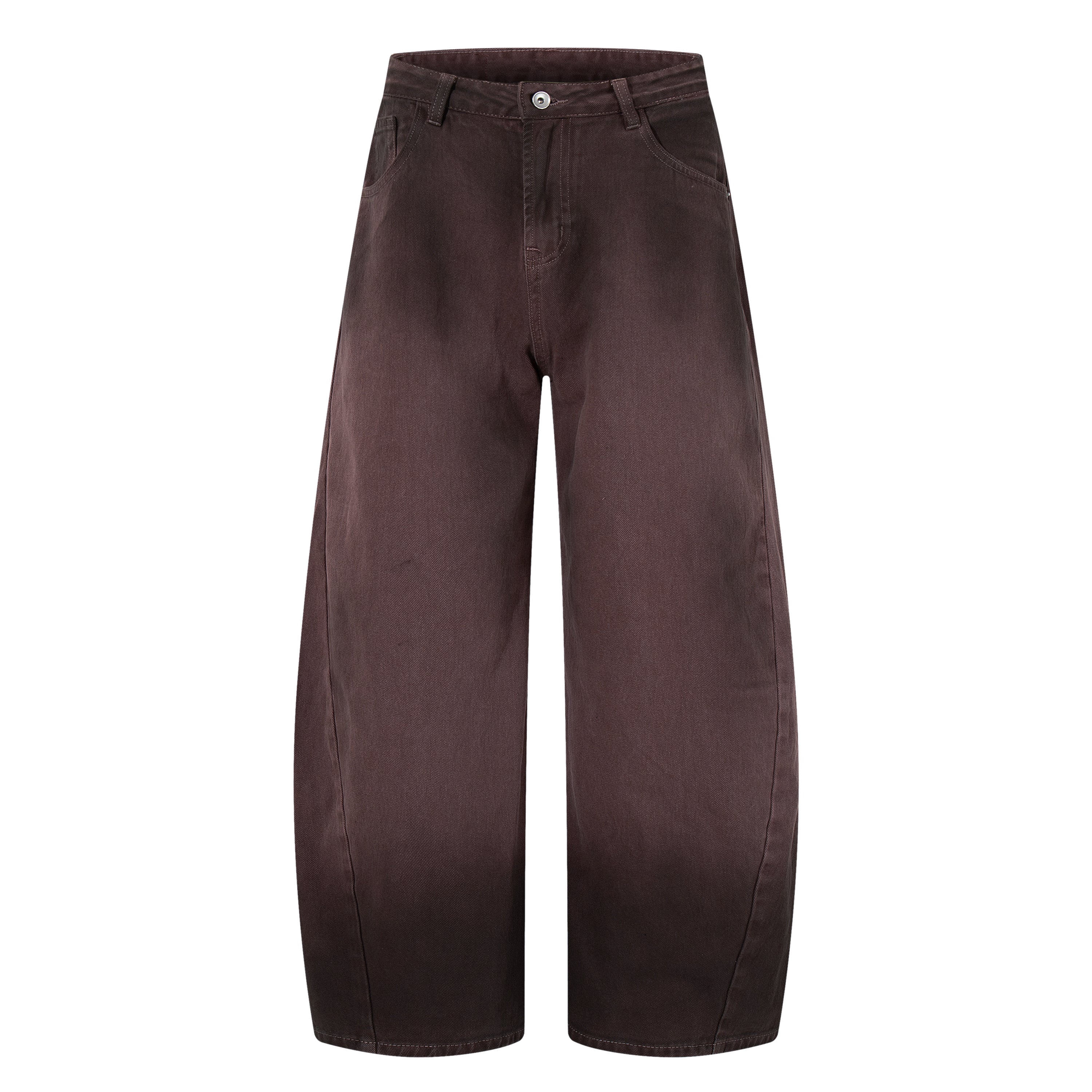 Gradient Washed Wide-Leg Jeans | Brown Oversized Denim