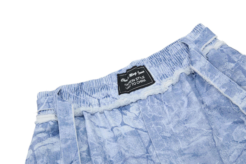 Washed Marble Wide-Leg Baggy Pants | Streetwear Denim