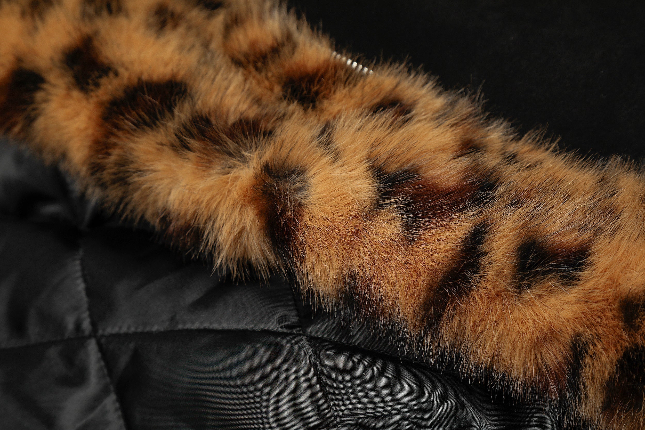 Leopard Faux Fur-Lined Bomber Jacket with Bear Ear Hood