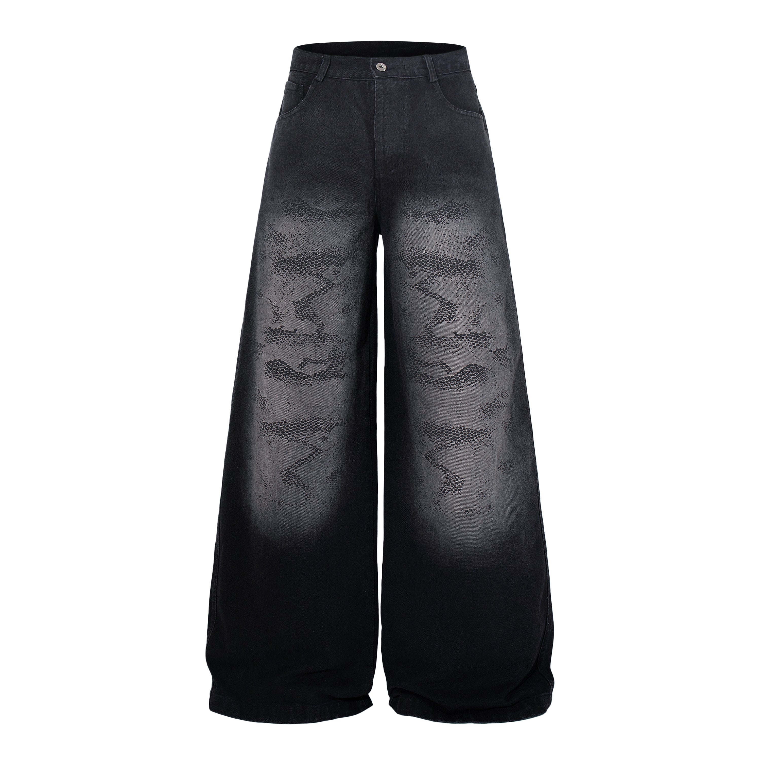 Shadow Camo Wide-Leg Jeans | Dark Streetwear Denim