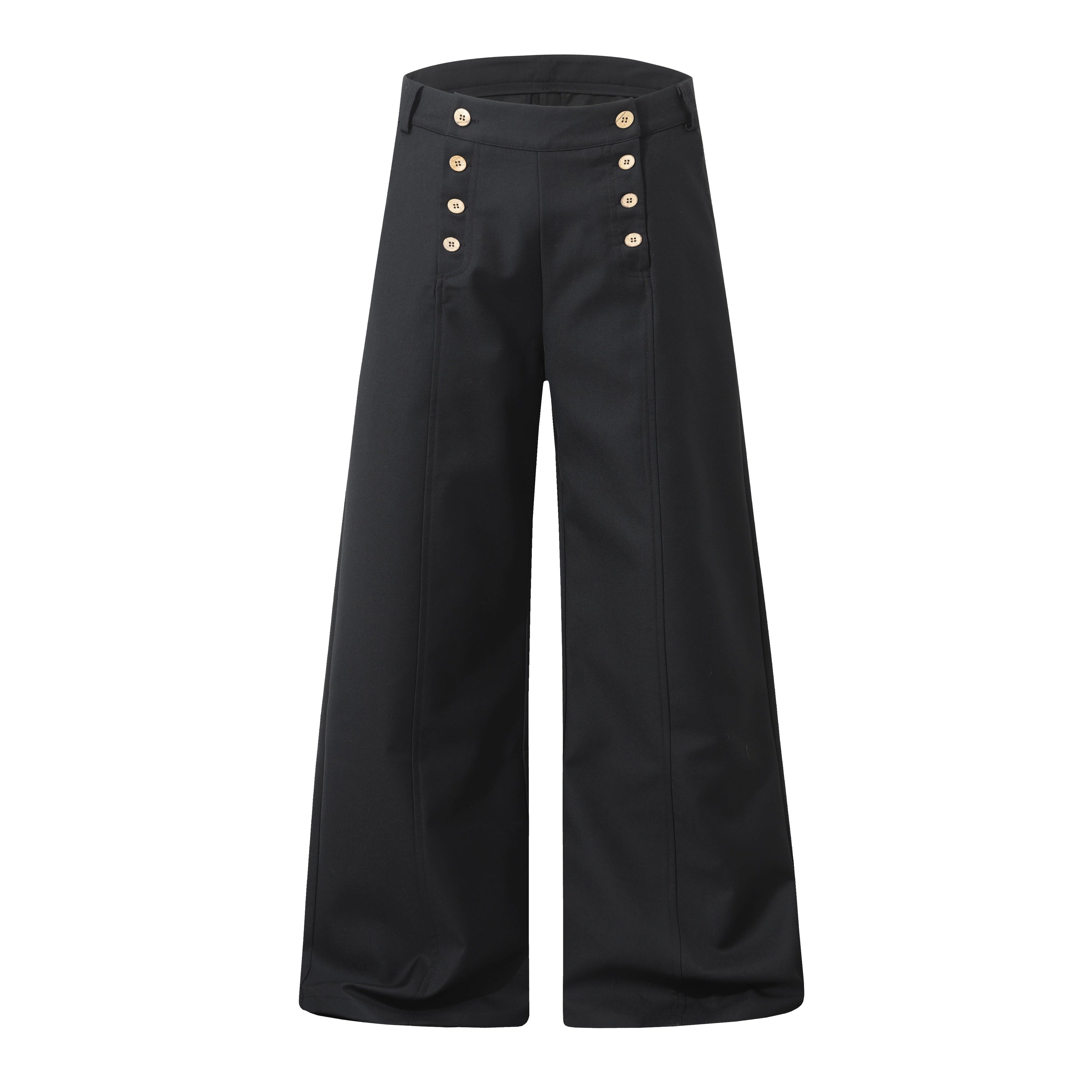 Wide-Leg Button-Front Trousers | Nautical Sailor Style