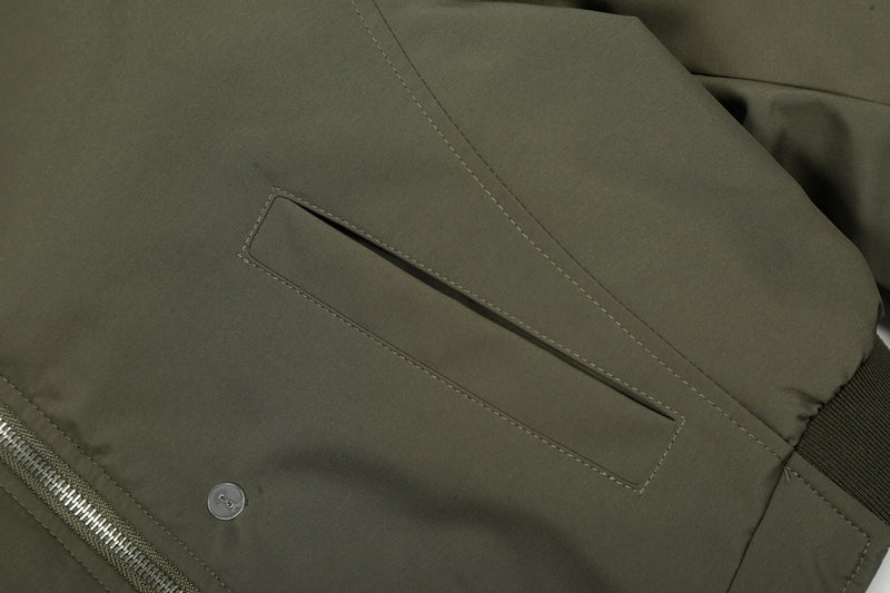 Detachable Faux Fur Scarf Bomber Jacket | Olive & Black