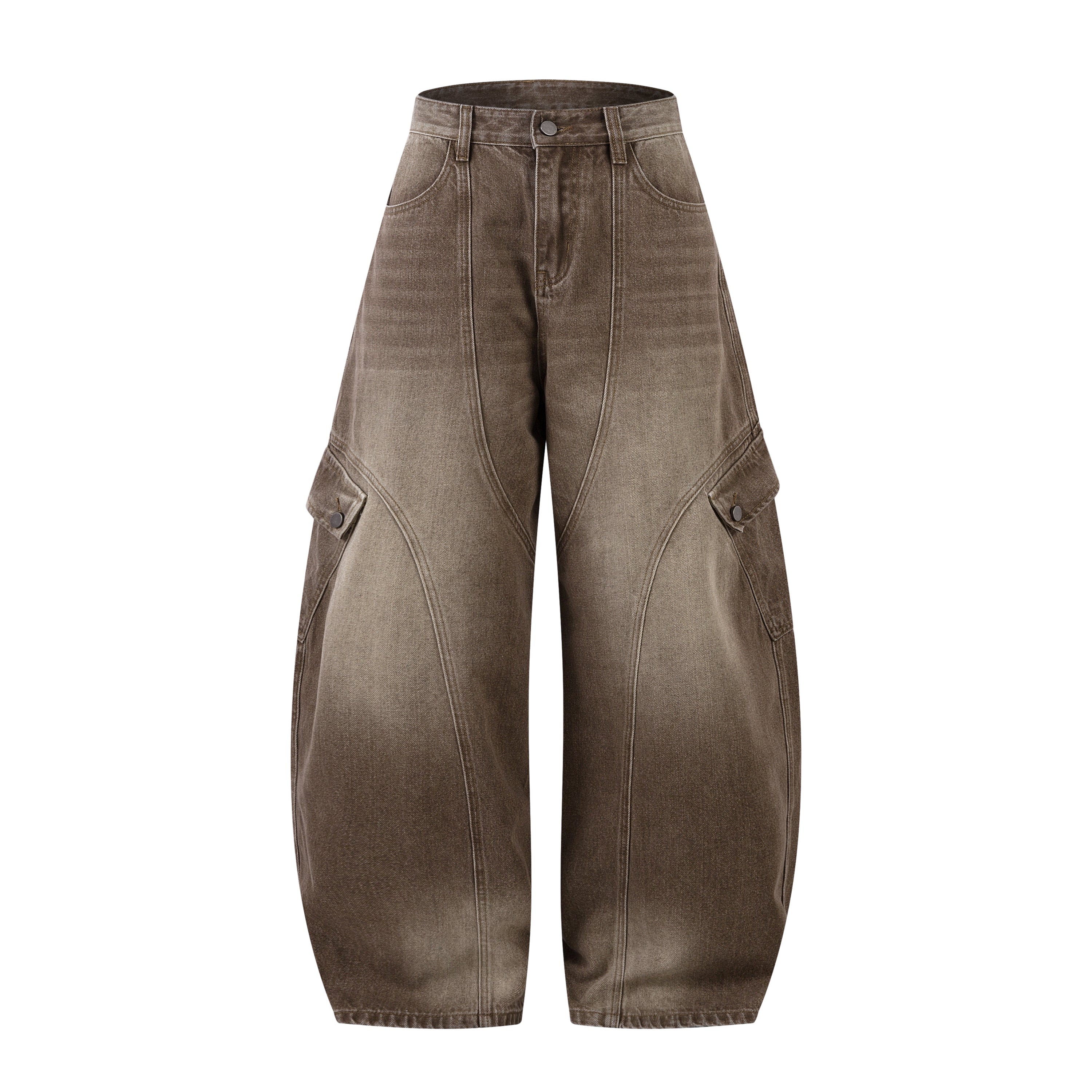 Omirad Vintage Washed Curved Barrel Cargo Pants | 100% Cotton