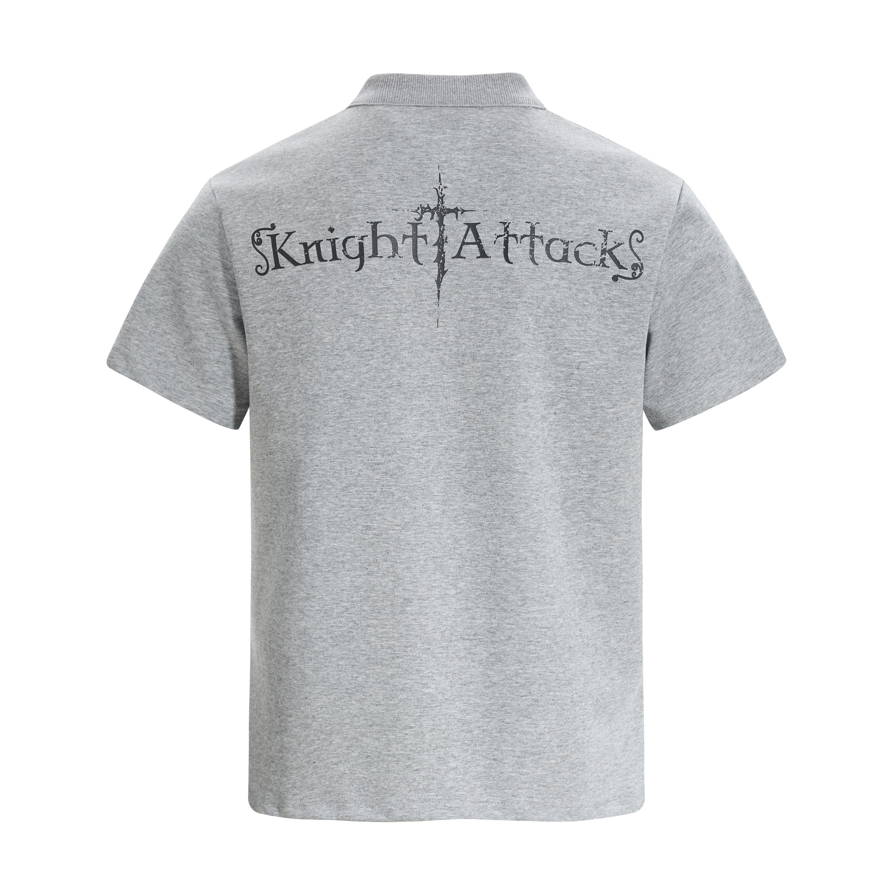 Omirad Knight Attack Graphic Polo Tee | Medieval Streetwear