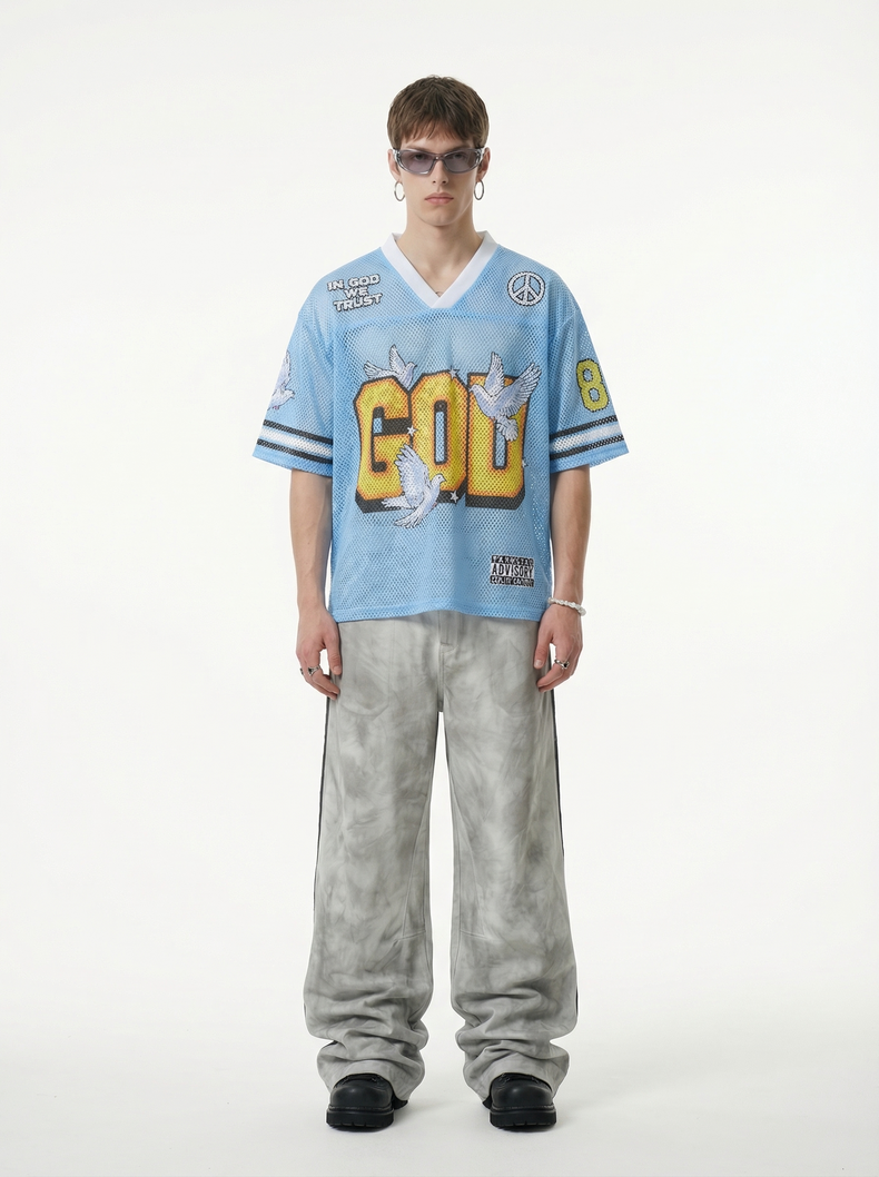 Omirad God We Trust Mesh Jersey T-Shirt | Streetwear