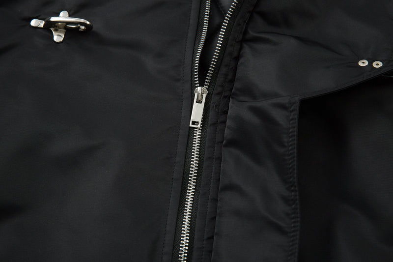 Omirad Toggle-Lock Faux Fur Hood Bomber Jacket | Black