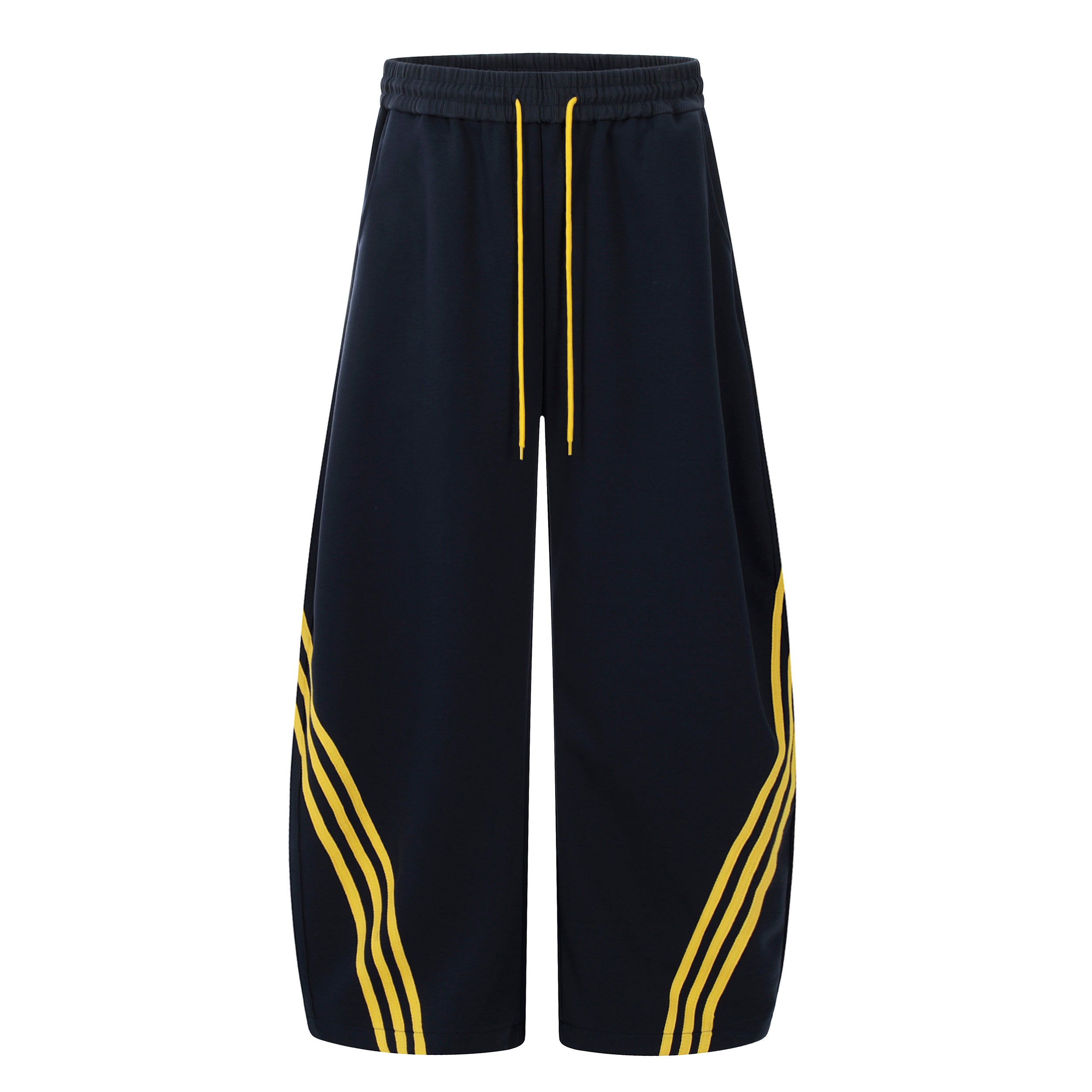 Curved Stripe Wide-Leg Sweatpants | Streetwear Track Pants