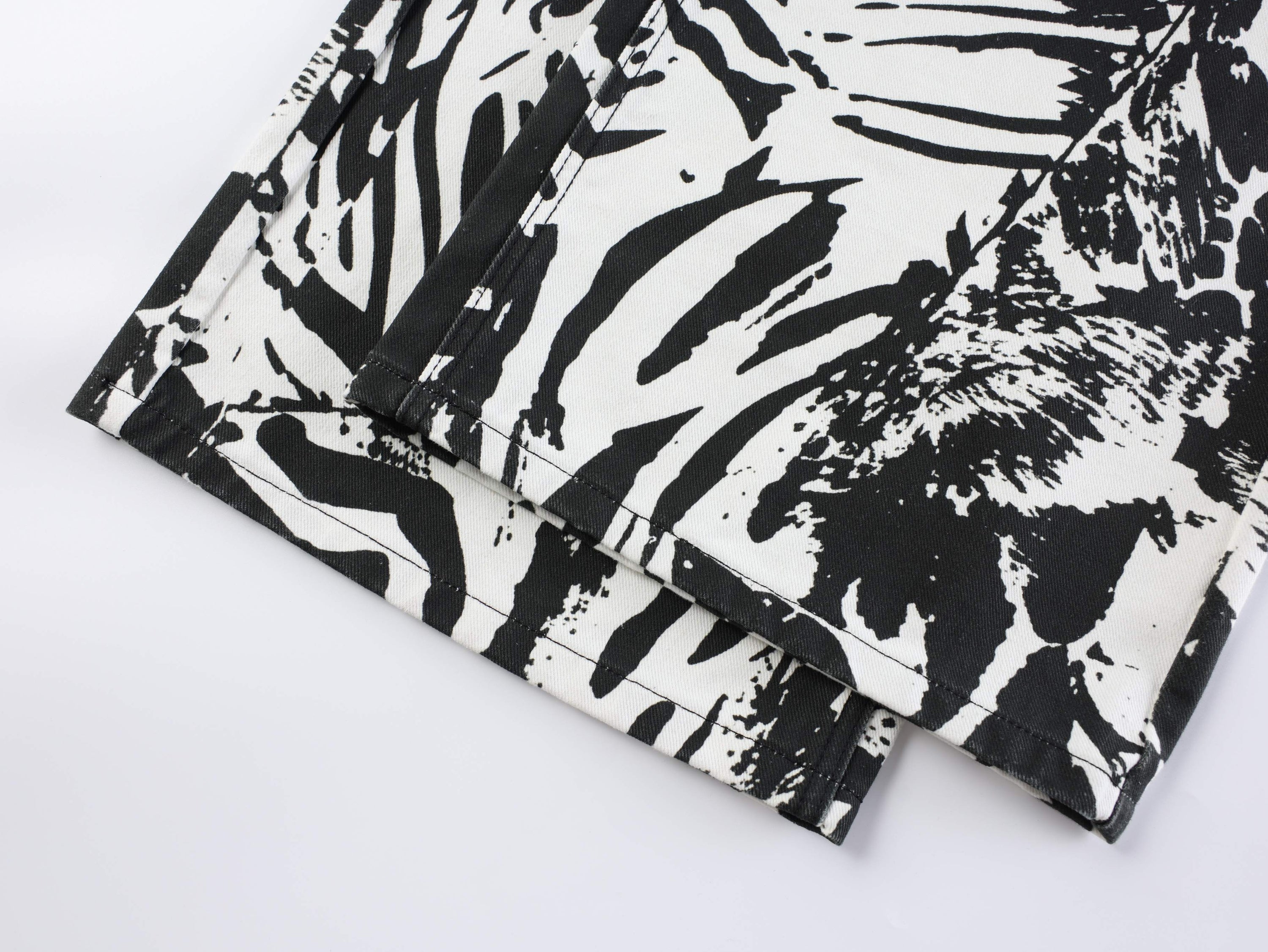 Monochrome Animal Print Wide-Leg Jeans | Oversized Streetwear