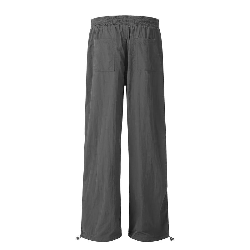 Lightweight Nylon Drawstring Parachute Pants | Wide Leg