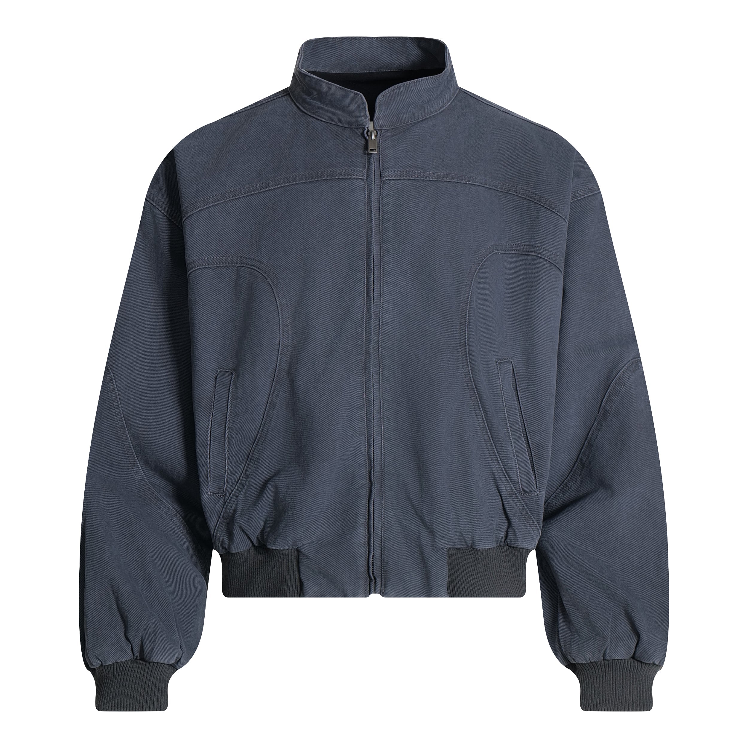 Washed Curved-Panel Bomber Jacket | Relaxed Fit Cotton