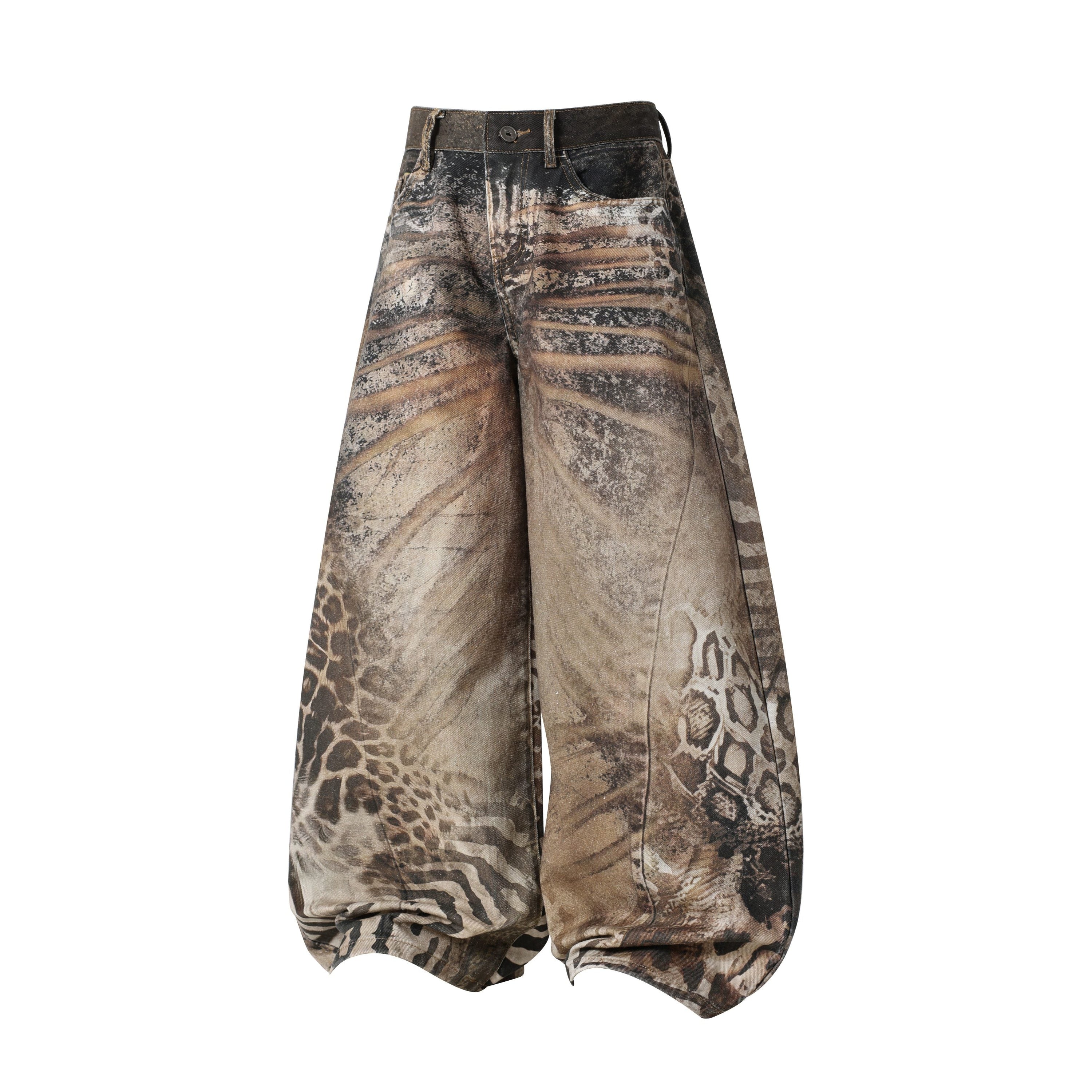 Omirad Savage Pattern Balloon Jeans | Animal Print Wide Leg