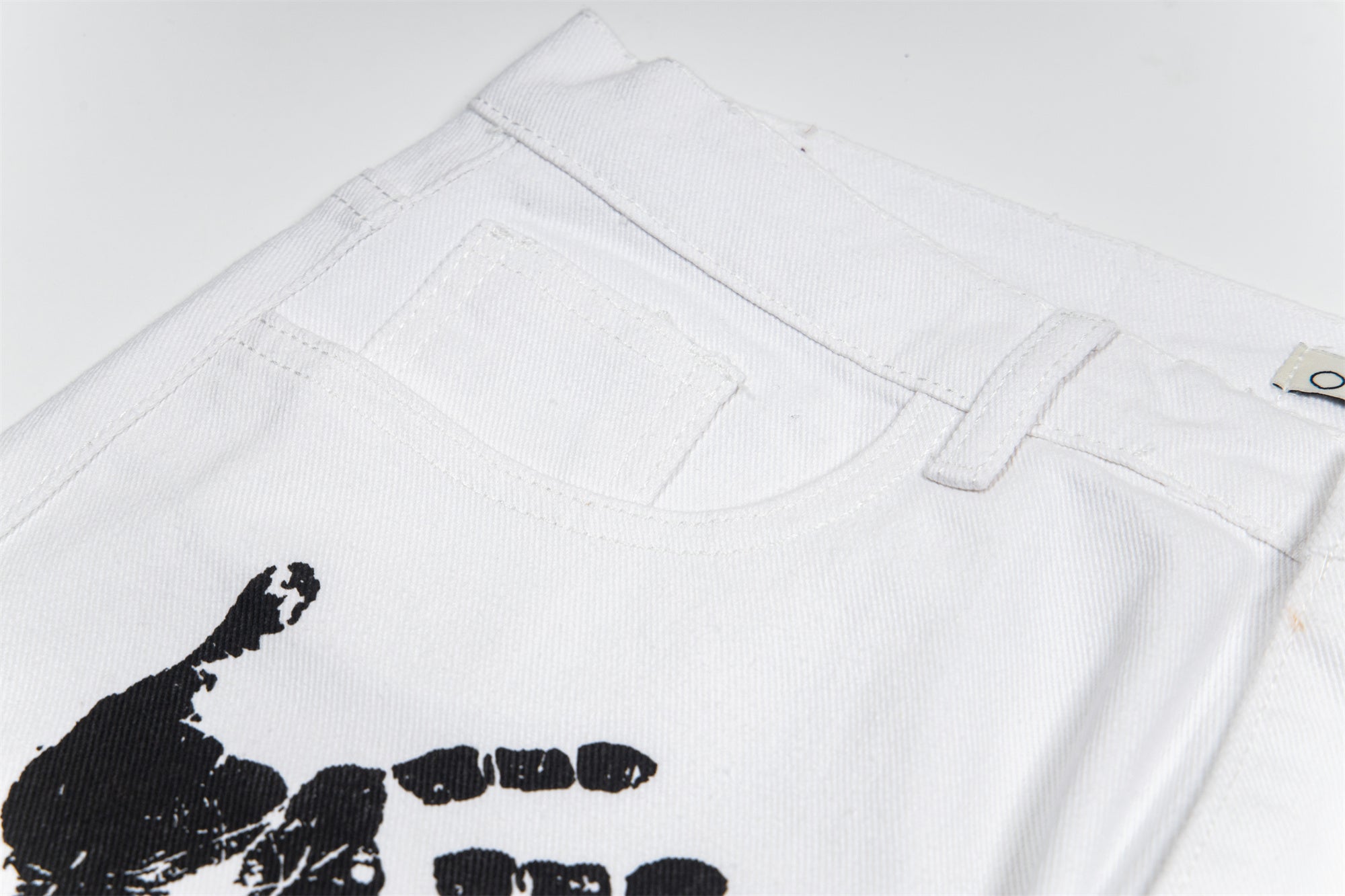 Omirad Handprint White Denim Pants | Wide-Leg Street Style