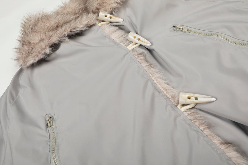 Faux Fur Lapel Drawstring Cropped Jacket | Streetwear