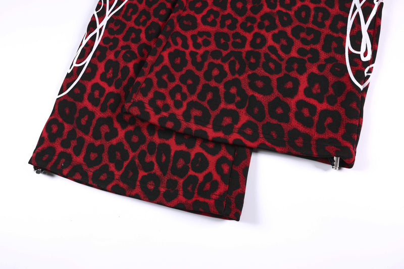 Omirad Leopard Panel Sweatpants | Wide-Leg Streetwear