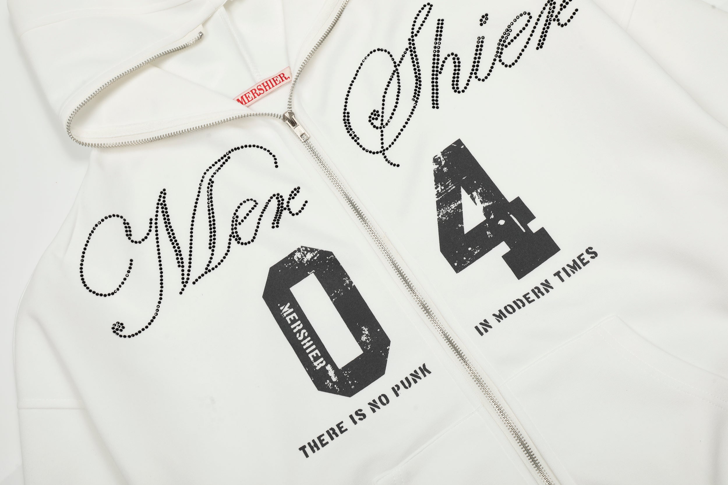 Menshier Punk-Script Zip Hoodie | Varsity Streetwear