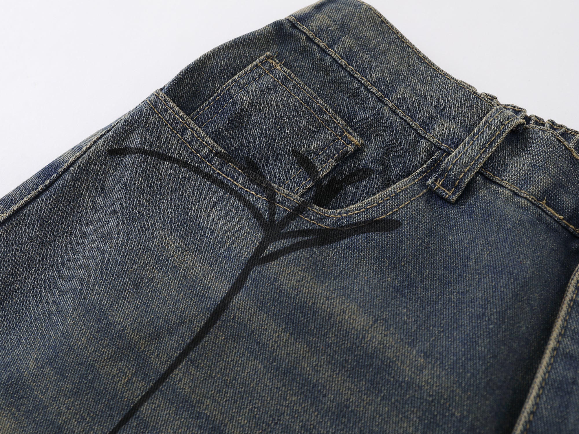Spider Web Graphic Wide-Leg Denim Shorts | Streetwear