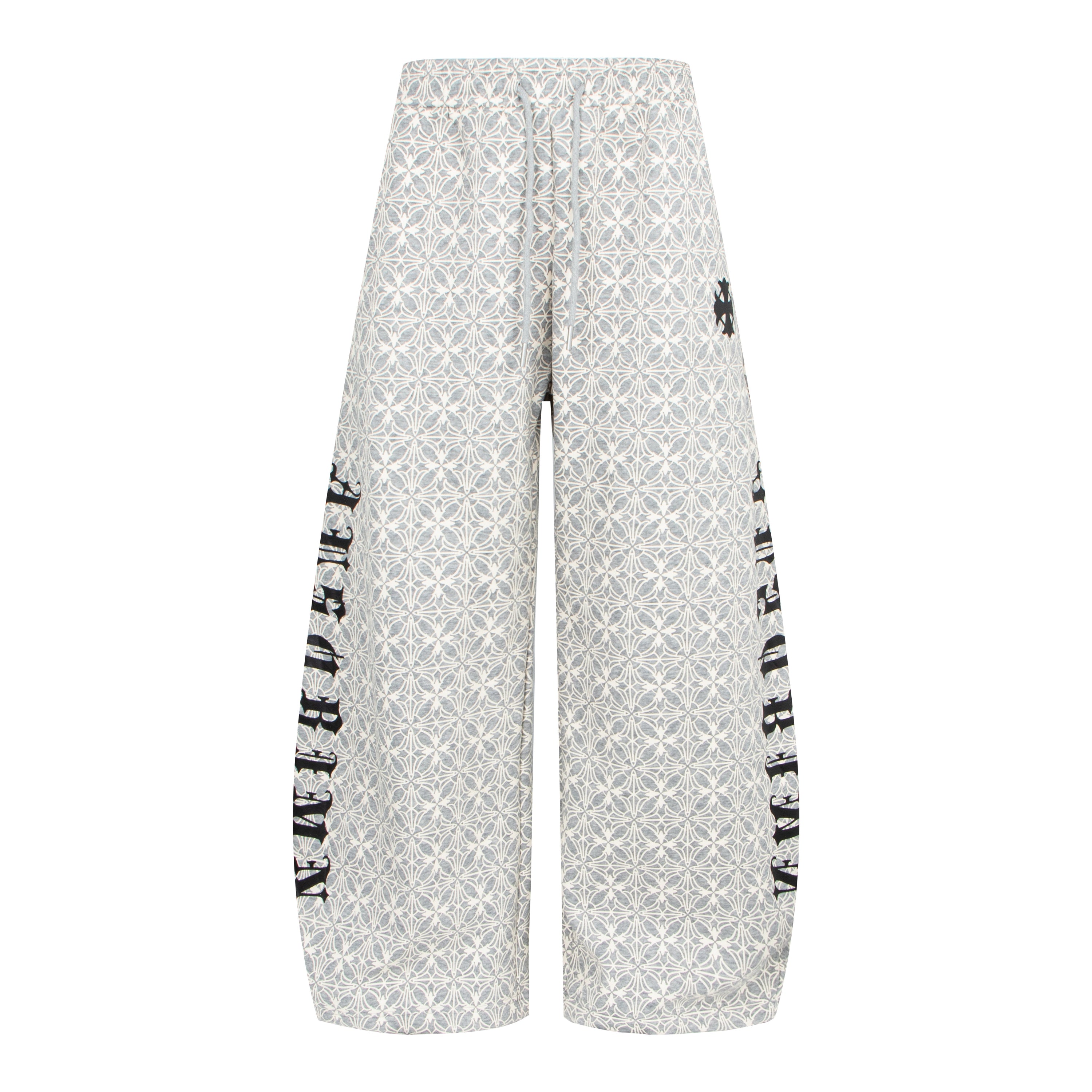 All-Over Geometric Print Wide-Leg Pants with Side Graphics