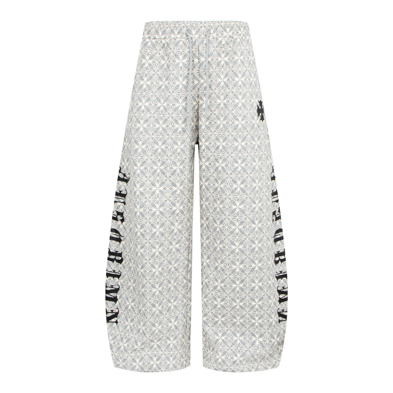 All-Over Geometric Print Wide-Leg Pants with Side Graphics