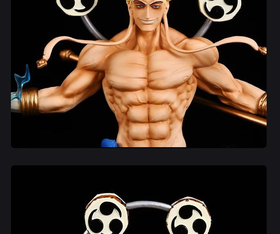 Enel Action Figurine – 25cm with Cloud Base, Staff, and Interchangeable Head, Limited Edition – One Piece Collectible