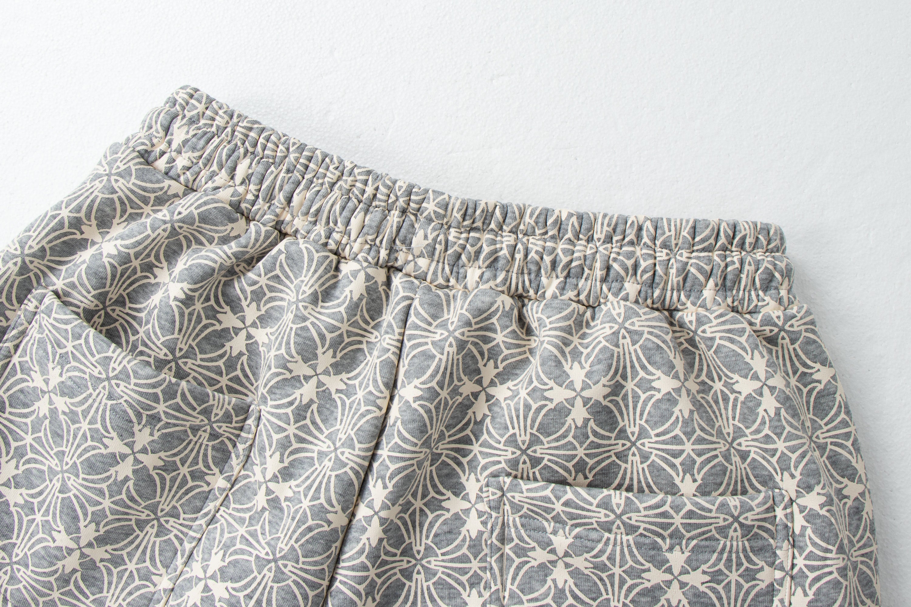 All-Over Geometric Print Wide-Leg Pants with Side Graphics