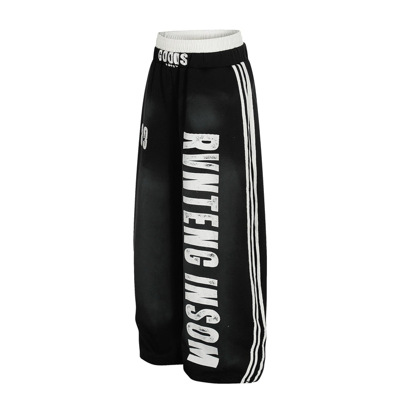 Bold Letter Triple Stripe Track Pants | Oversized Streetwear