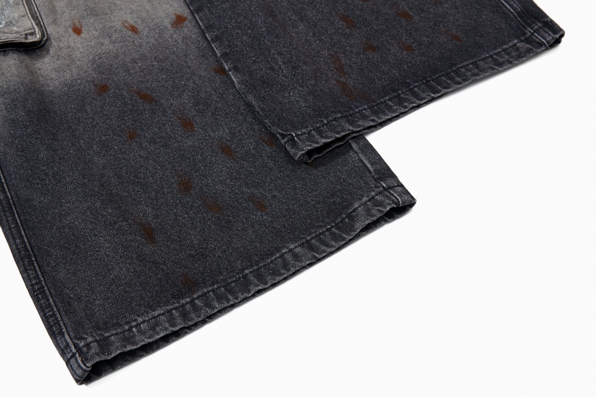 Painted Distressed Cargo Denim Pants | Wide-Leg Streetwear