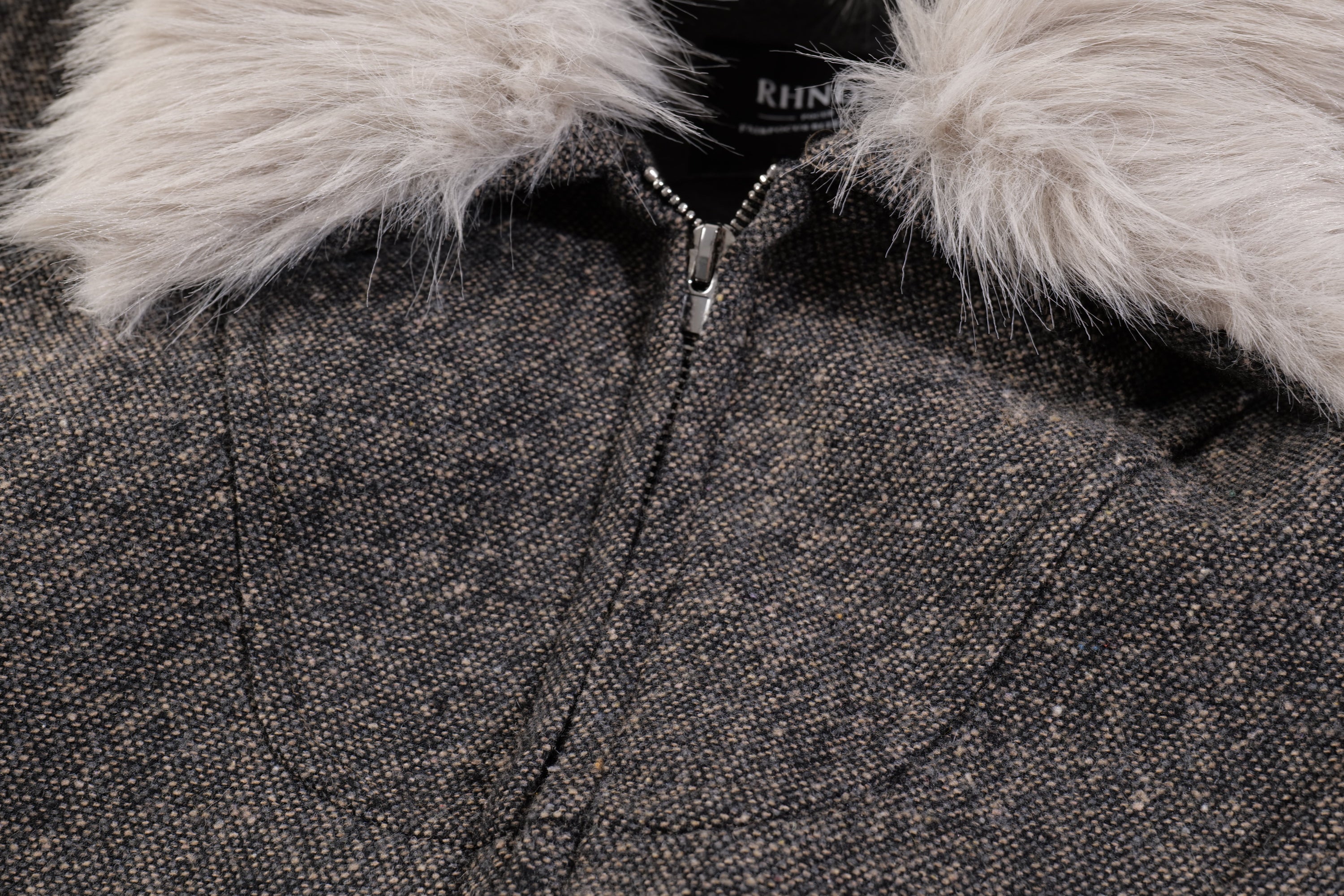 Faux-Fur Collar Wool-Texture Bomber Jacket | Omirad