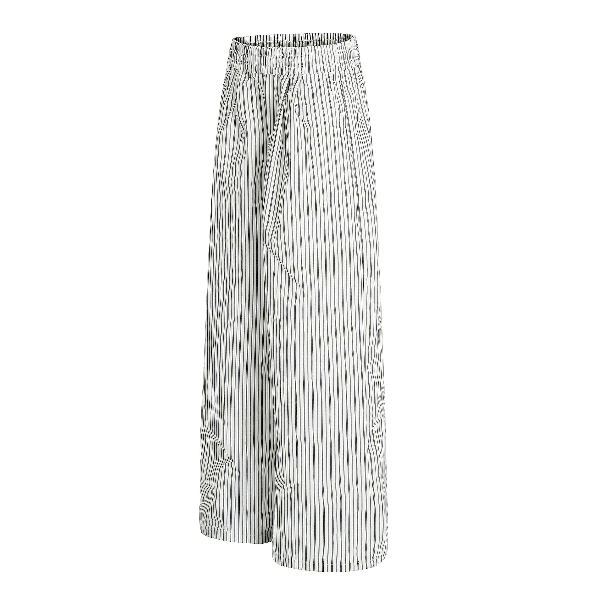 Striped Wide-Leg Relaxed Pants | Elastic Waist Lounge Trousers