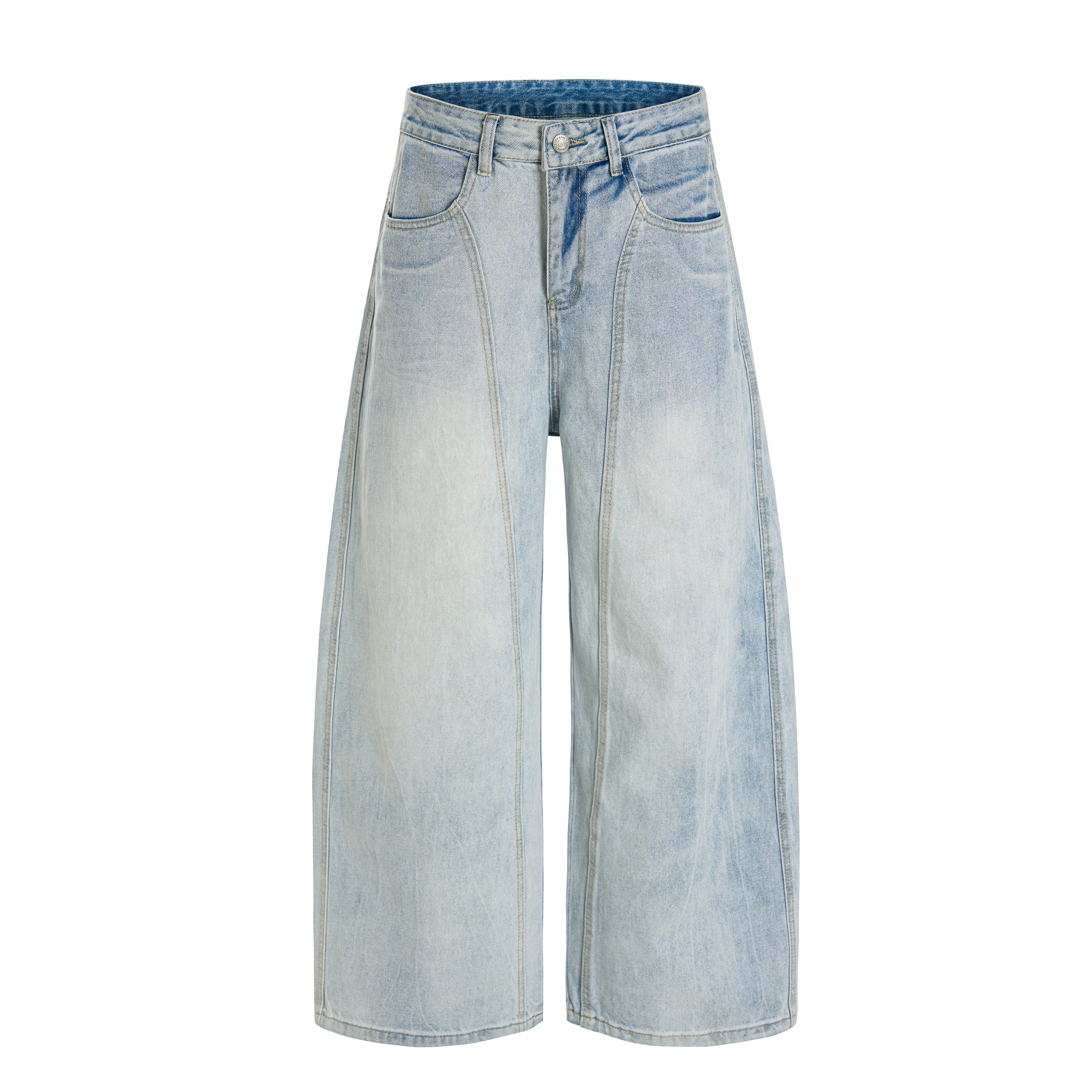 Omirad Vintage Wide-Leg Washed Jeans | Light Wash Denim