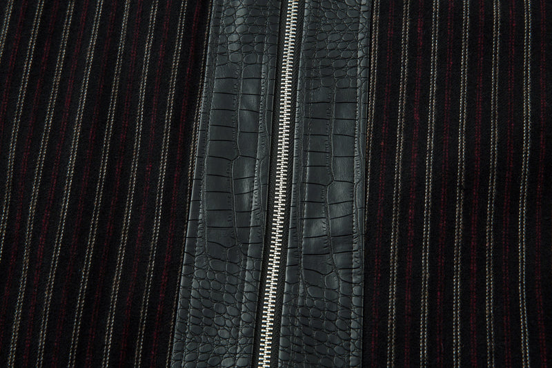 Omirad Striped Faux-Leather Trim Jacket | Streetwear