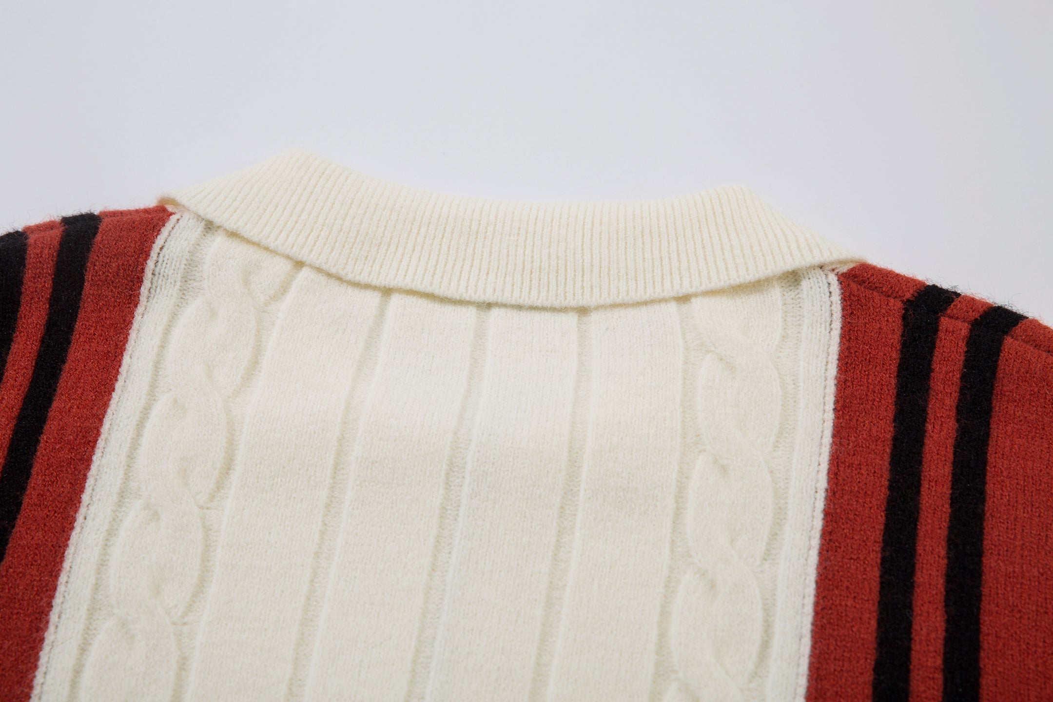 Retro Stripe Cable-Knit Zip Jacket | Varsity Color Block