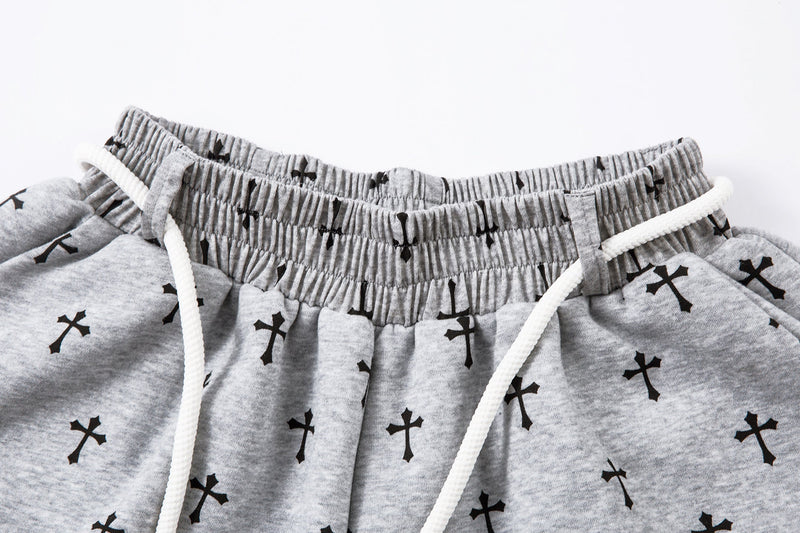 Omirad Cross Print Sweatpants | Gothic Streetwear Joggers
