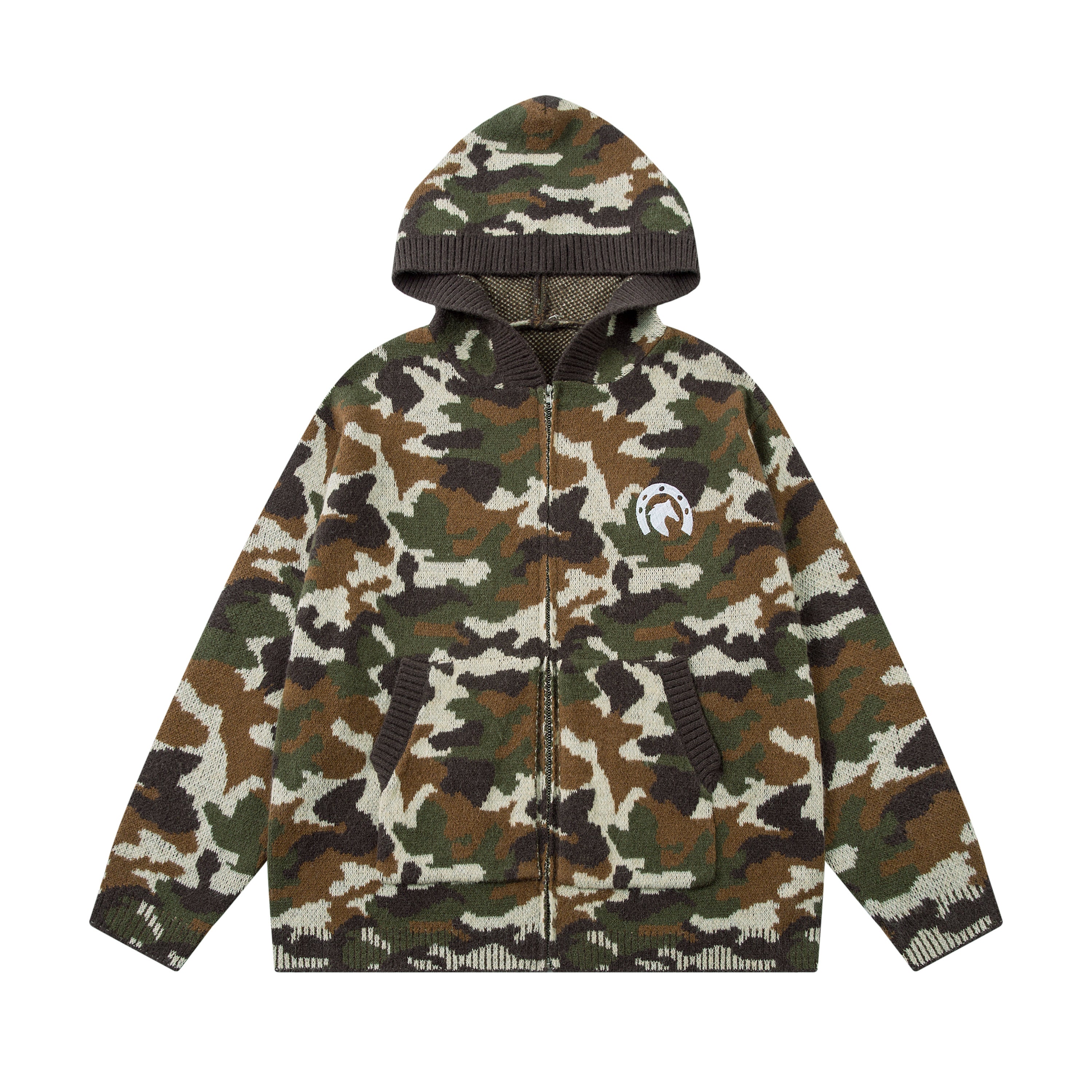 Omirad 07 Camo Knit Zip-Up Hoodie | Streetwear Sweater