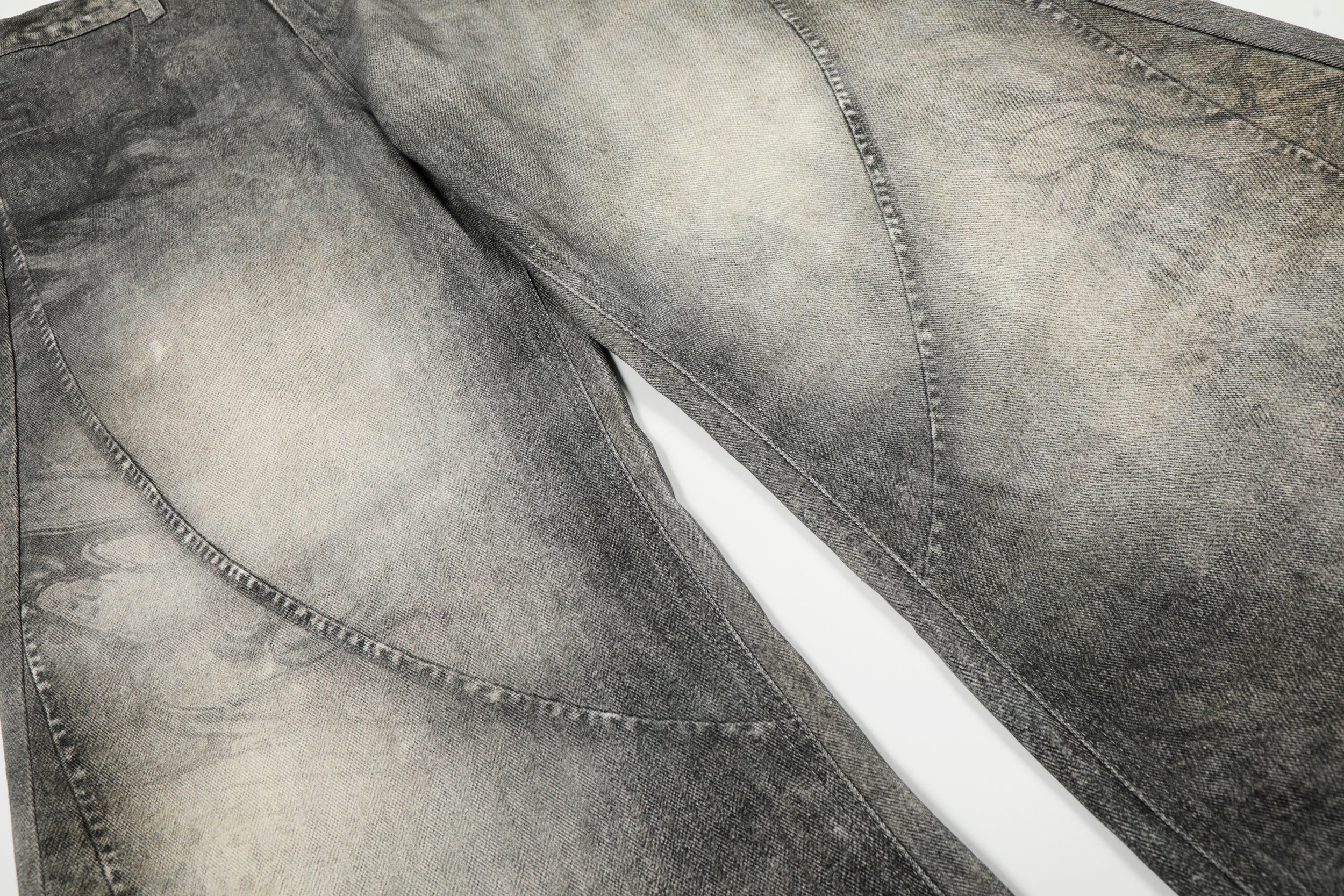 Omirad Washed Curved Barrel-Leg Denim Pants | SEAKOFF
