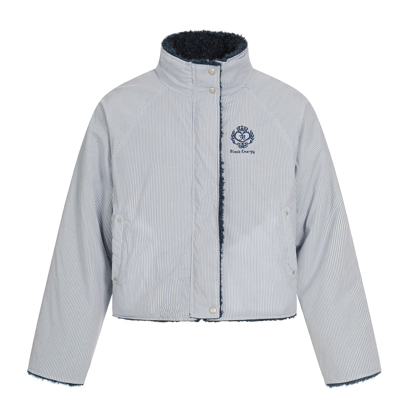 Reversible Sherpa & Striped Corduroy Jacket | Cropped Fit