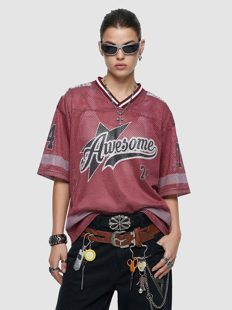 Awesome 74 Mesh Jersey T-Shirt | Retro Varsity Streetwear