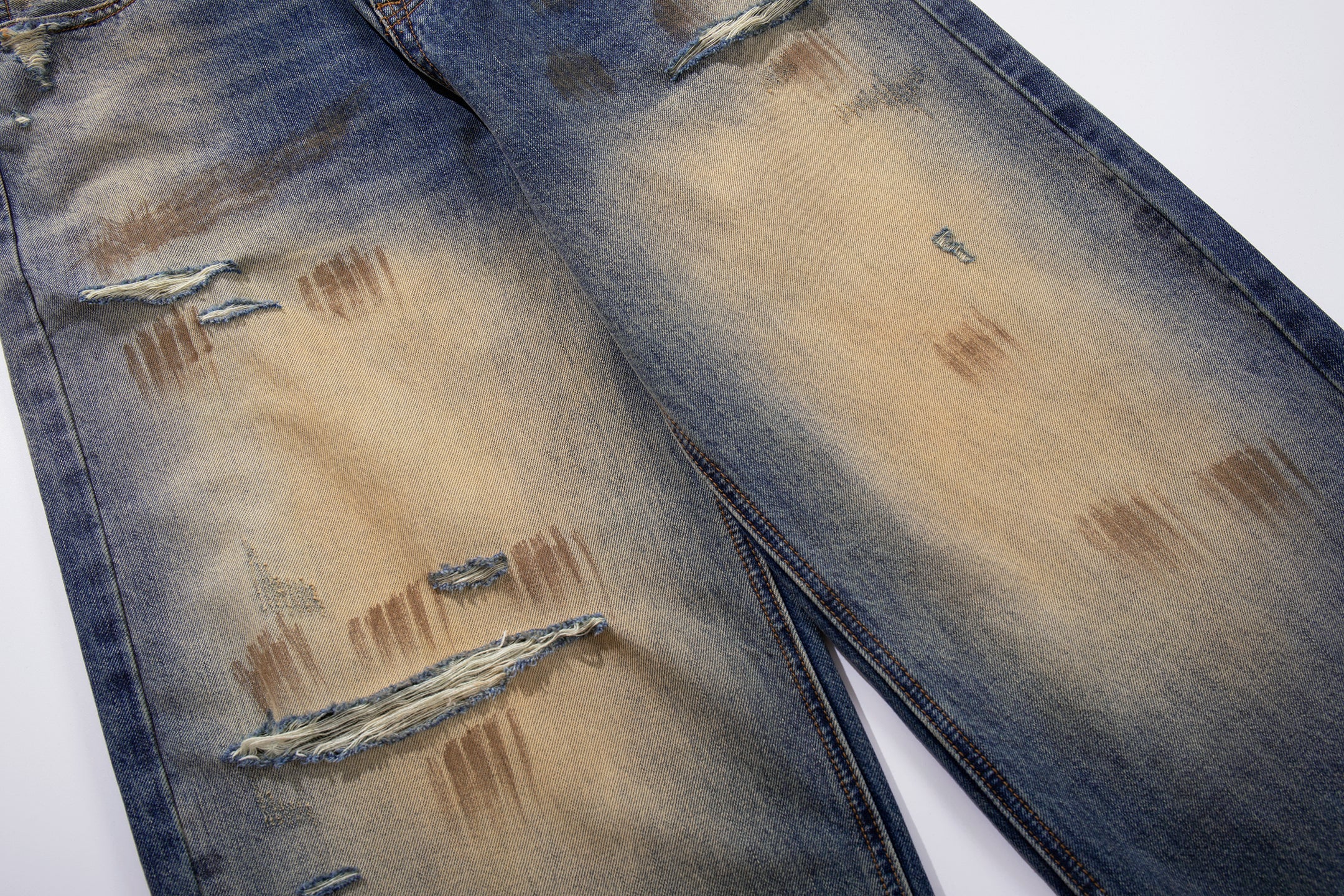 Omirad Destroyed Gradient Wide-Leg Jeans | 100% Cotton
