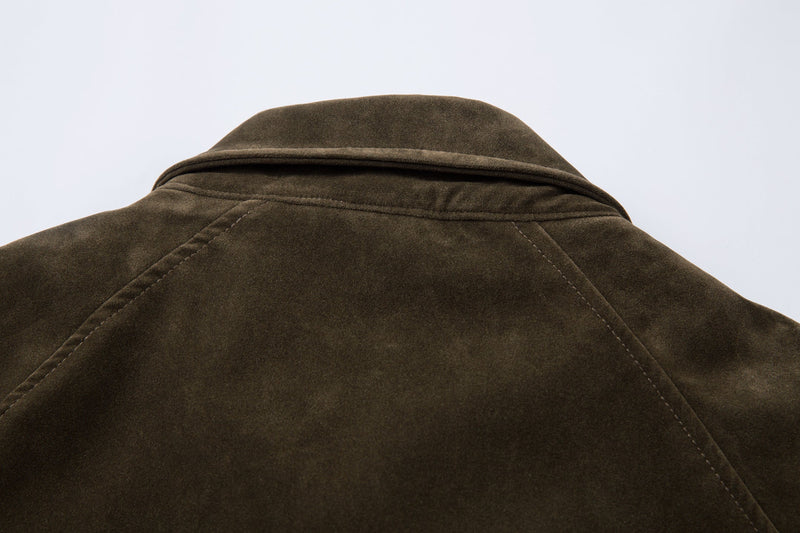 Suede-Texture Arc Panel Zip Jacket | Streetwear Outerwear