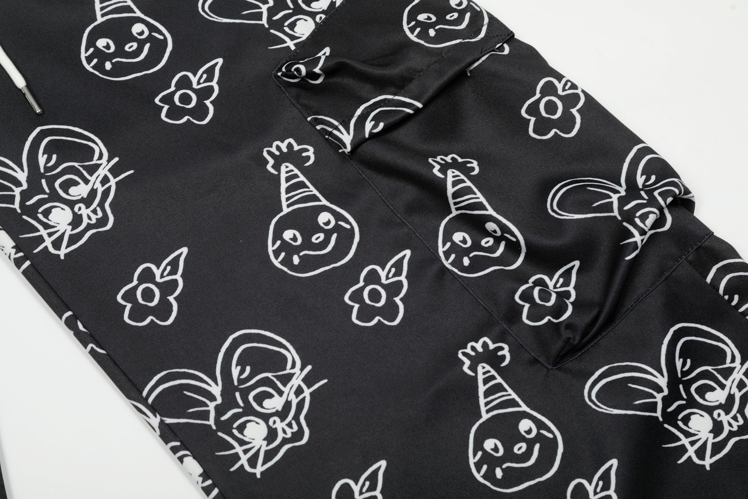Cartoon Graphic Wide-Leg Cargo Pants | Streetwear