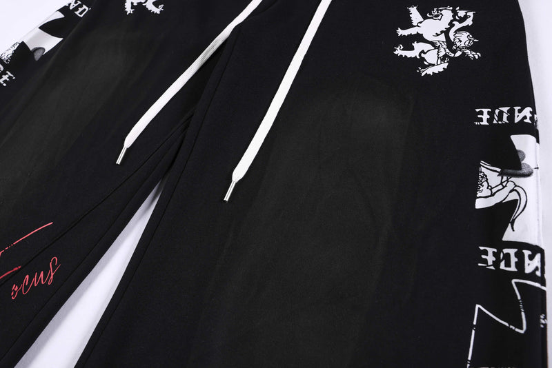 Omirad Gothic Script Wide-Leg Sweatpants | Streetwear