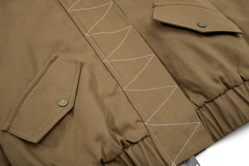 Fur-Lined Cropped Bomber Jacket | High-Neck Cotton Utility