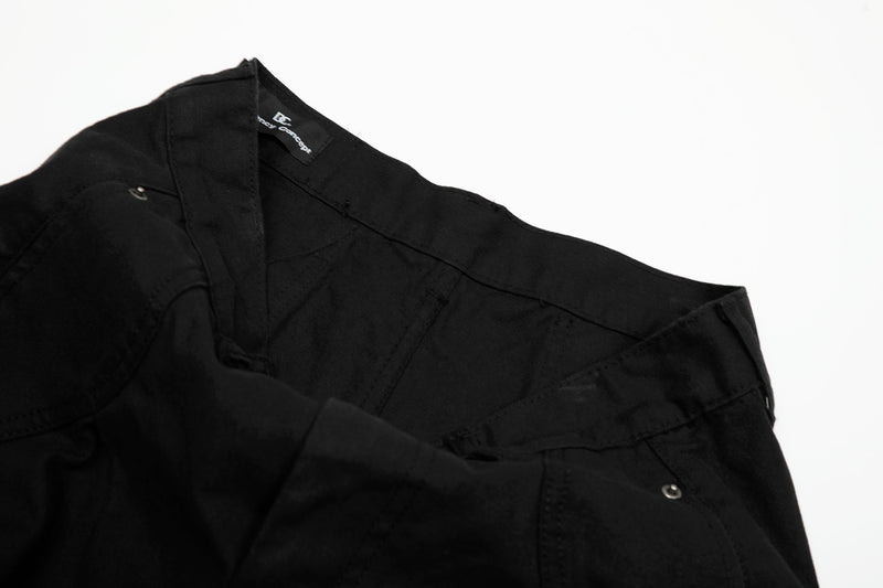 Sculpted Wide-Leg Pants | Curved Panel Cotton Trousers