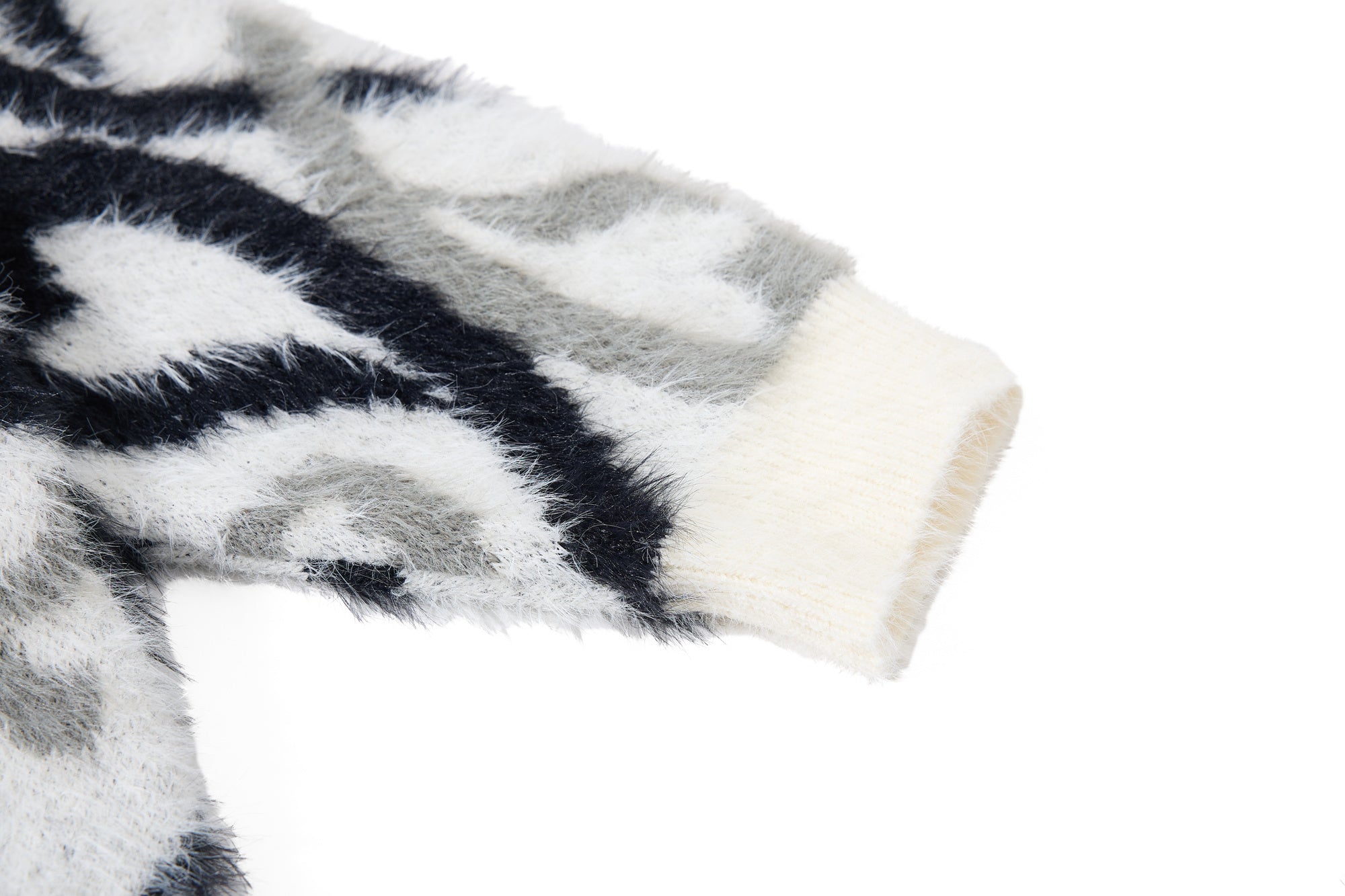 Abstract Flame Pattern Faux-Fur Zip Hoodie | Streetwear