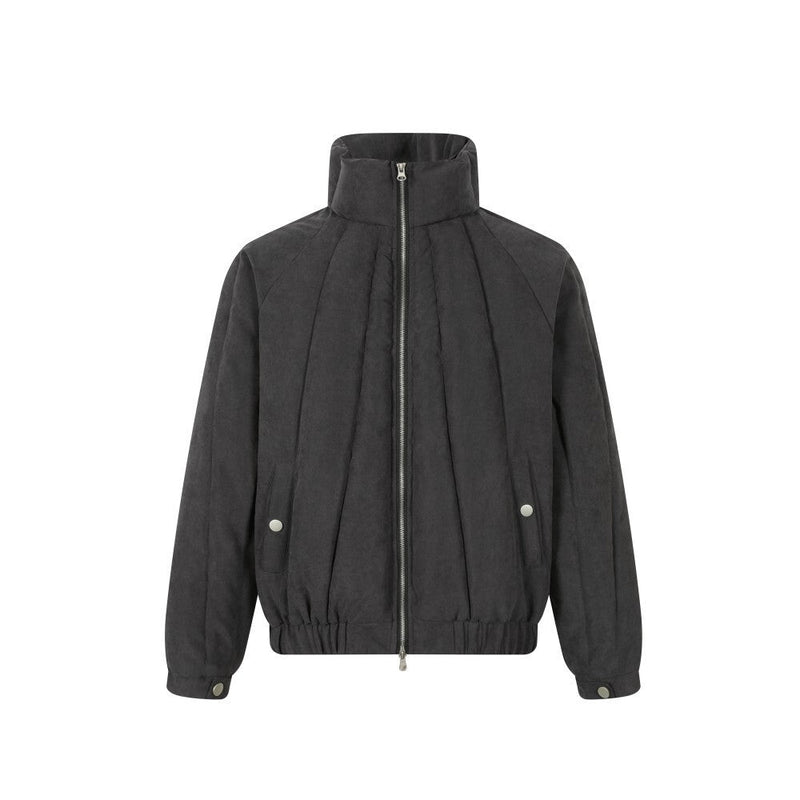 Panel Quilted High-Neck Bomber Jacket | Streetwear Puffer