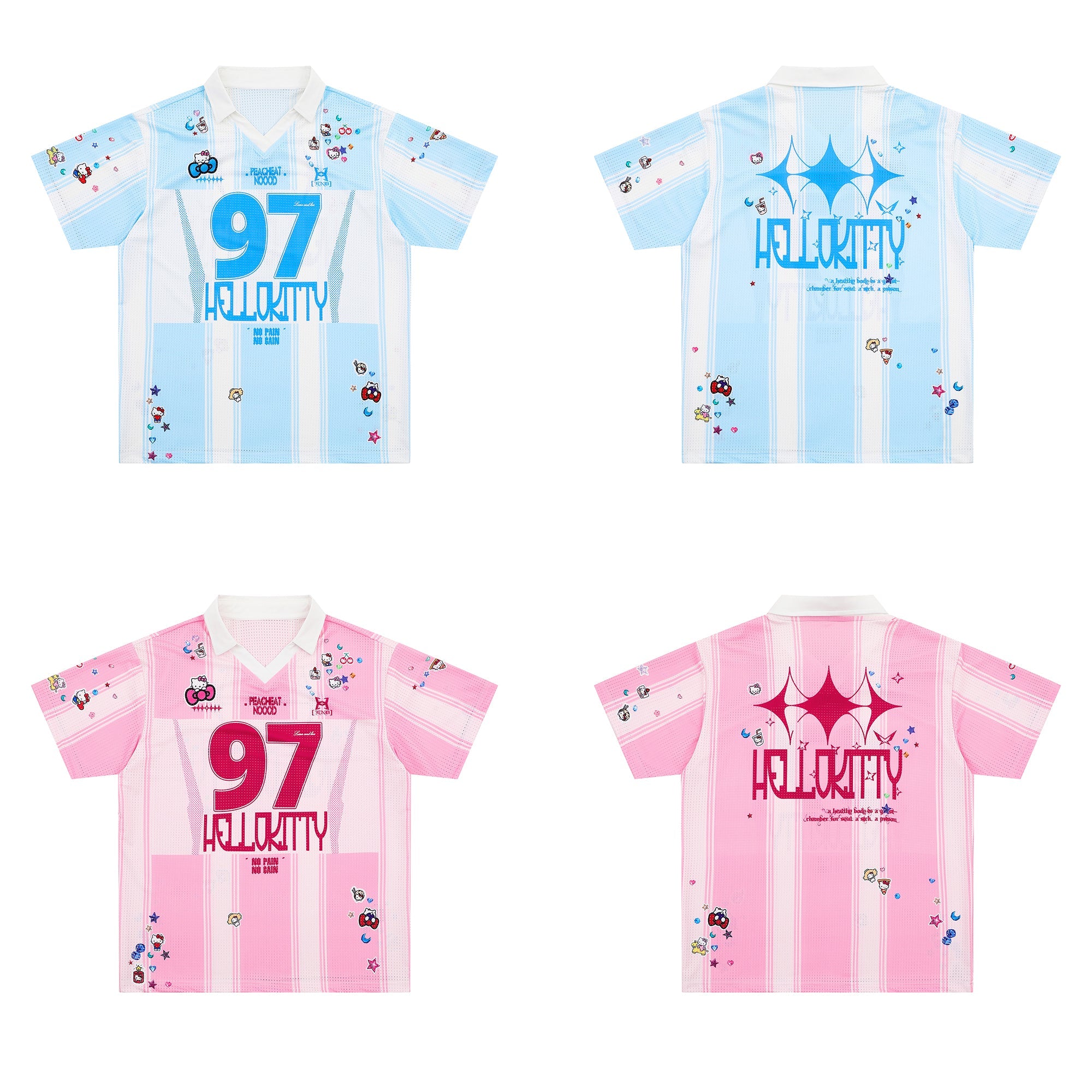Hello Kitty Varsity Mesh Jersey | Striped Athletic Street Top