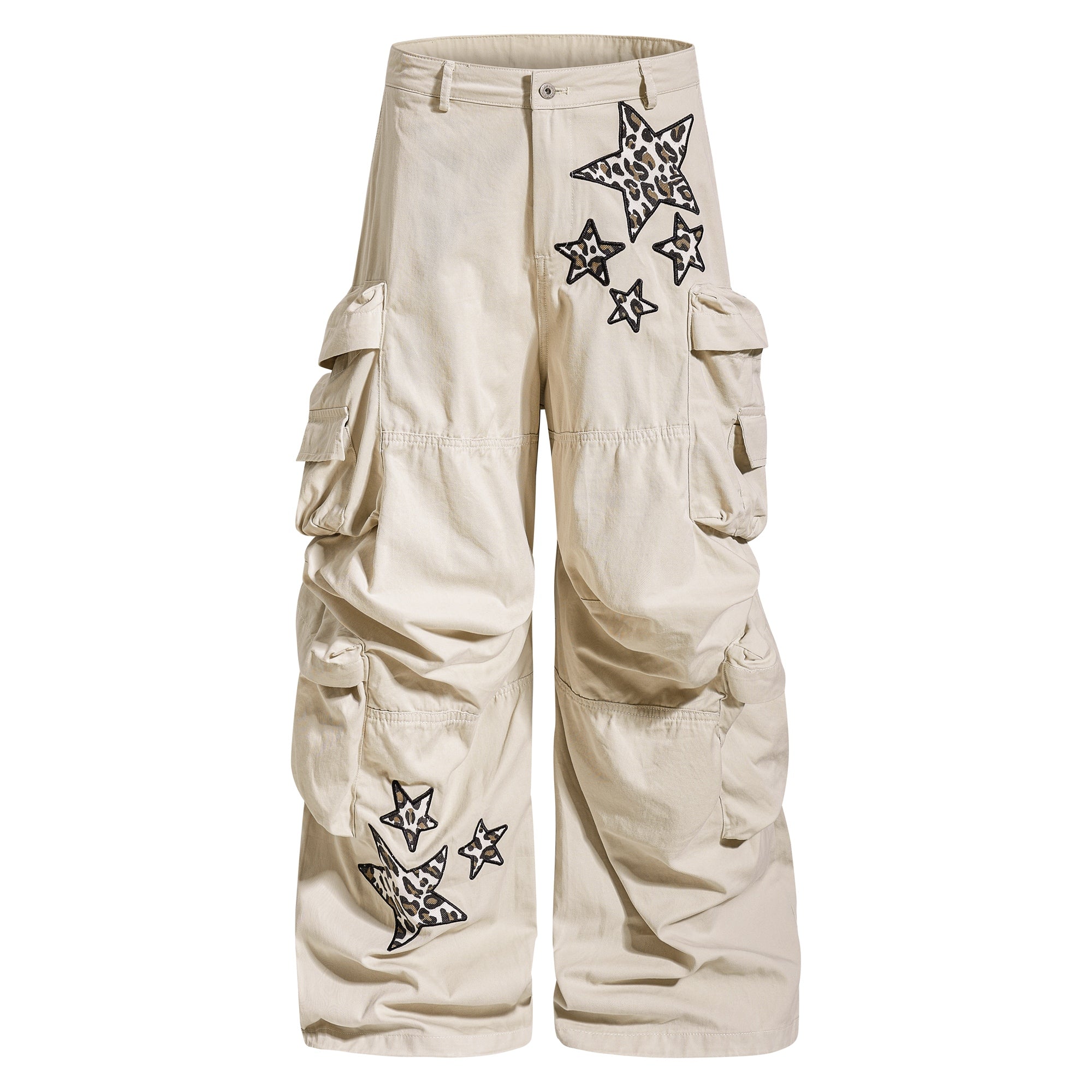 Leopard Star Multi-Pocket Cargo Pants | Y2K Streetwear