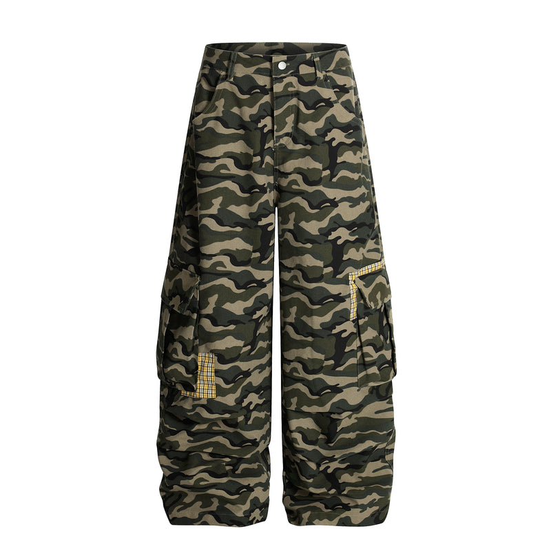 Omirad Camo Wide-Leg Cargo Pants | Y2K Streetwear Baggy Fit