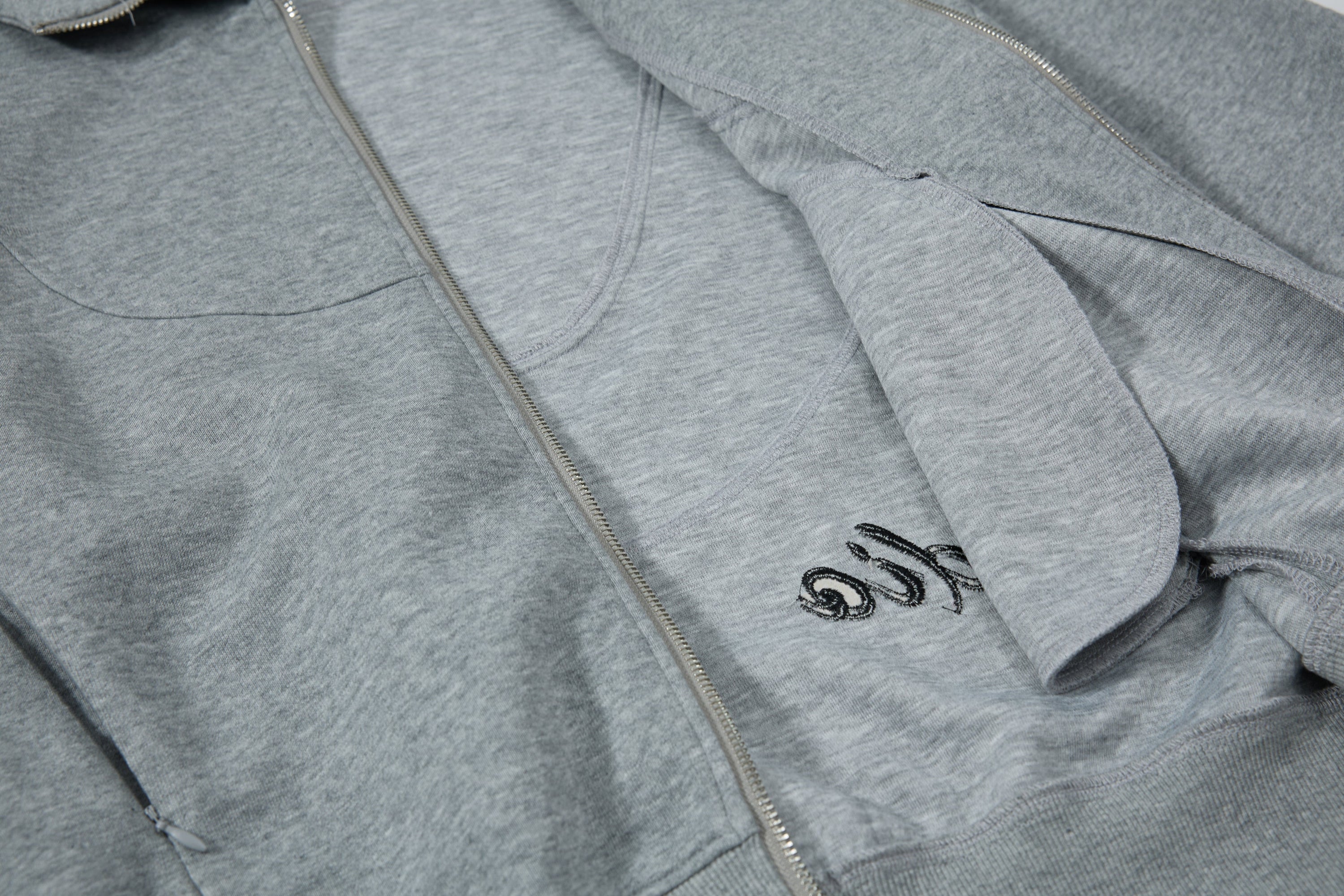 Curved Panel Full-Zip Hoodie | Relaxed Streetwear Fleece