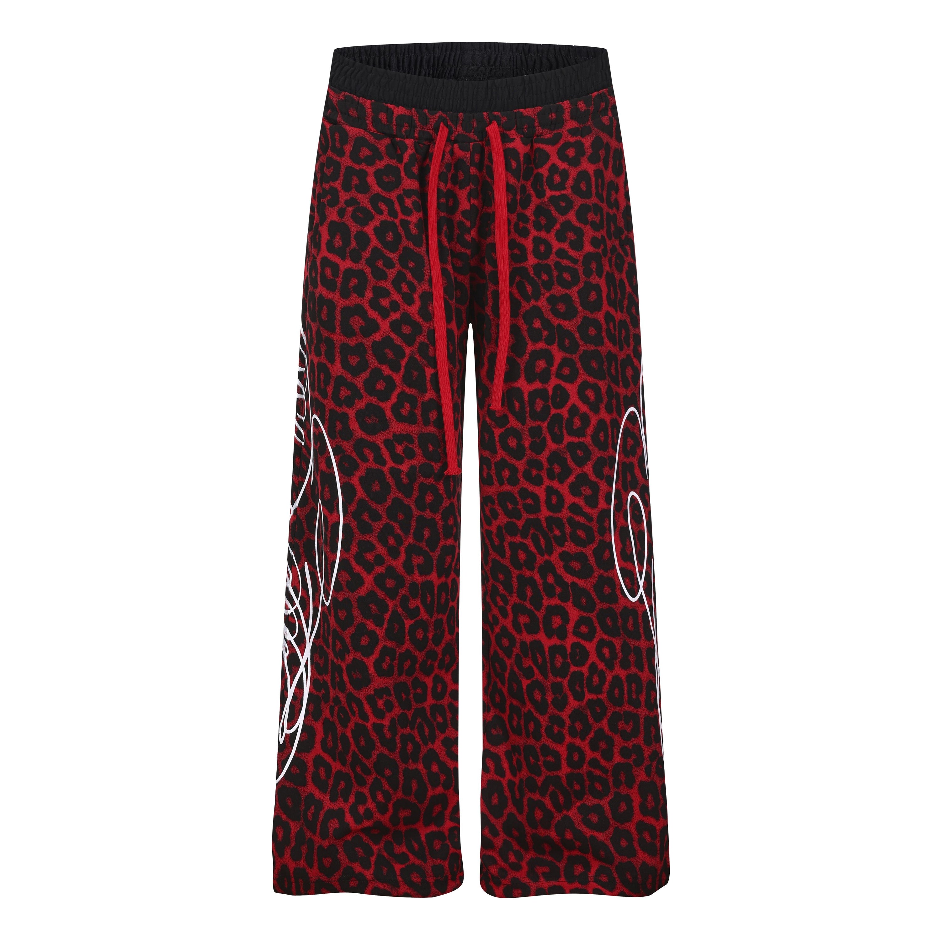 Omirad Leopard Panel Sweatpants | Wide-Leg Streetwear